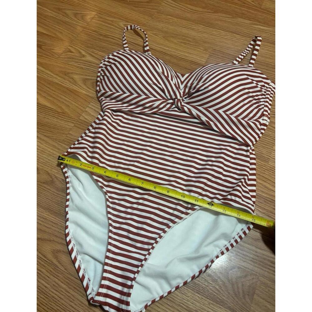 Kona Sol Red & White Stripe One Piece Swimsuit Size Large - Picture 3 of 6